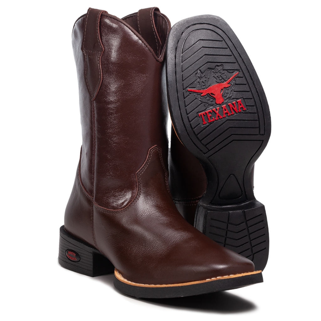 Bota Masculina Country Lisa sem Bordado Rústica Texana Cano Longo Bico Quadrado Mista Cores em Oferta na Shopee