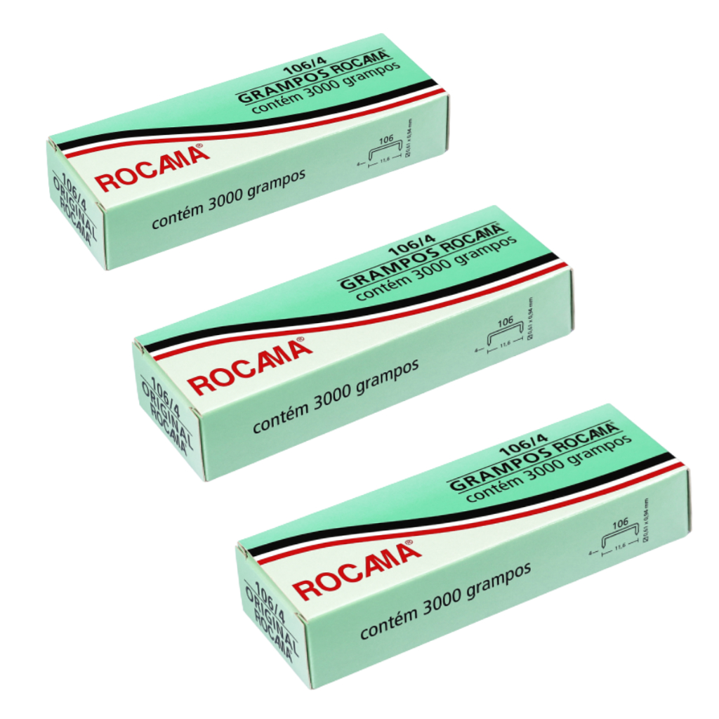 Kit - 3 Caixas Com 3000 Grampos 106/4 Originais Rocama