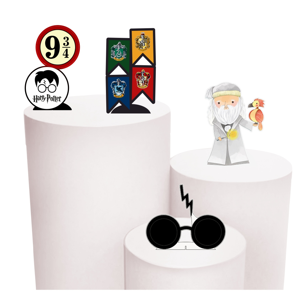 Kit de Display 4 de 20cm Totens para Decoração de Festa Harry Potter  em MDF Cortado a Laser em Oferta na Shopee