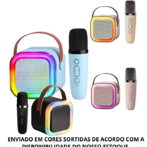 Caixinha Som Karaokê Infantil Bluetooth Microfone Muda A Voz