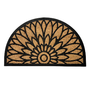 Kapazi Capacho Fibra De Coco 45cm X 75cm  Com Desenho Flor De Lotus