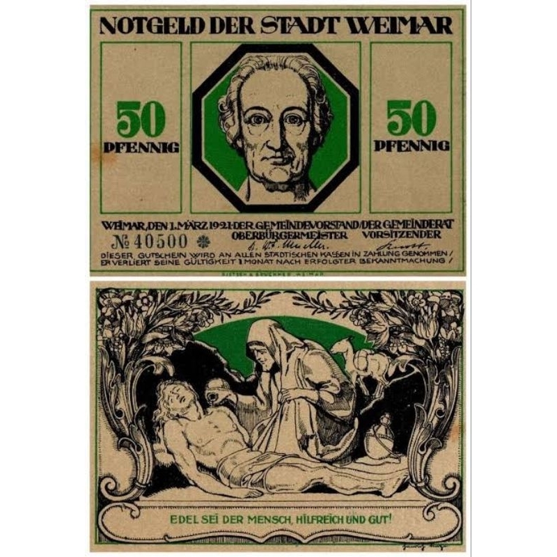 Selo 50 Pfennig Alemanha 🇩🇪 Notgeld Der Stadt Weimar - 1921
