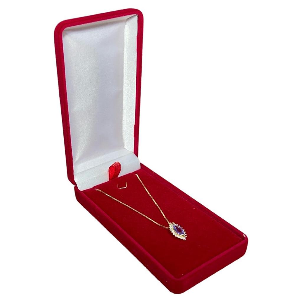 10 caixinha Estojo Linha Veludo Colar retangular para brinco longo ou gargantilha 12x6