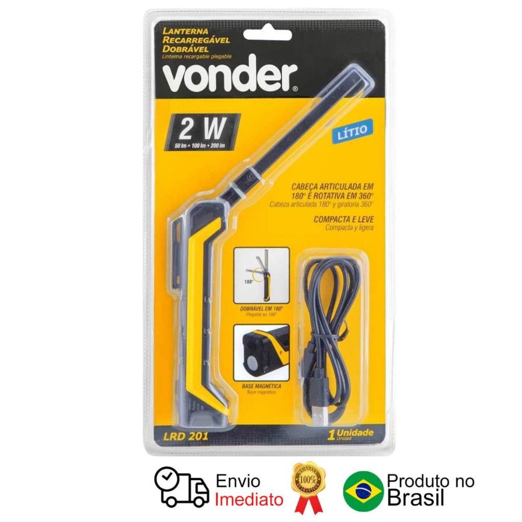 Lanterna Recarregável Dobrável Led Lrd 201 Vonder em Oferta na Shopee
