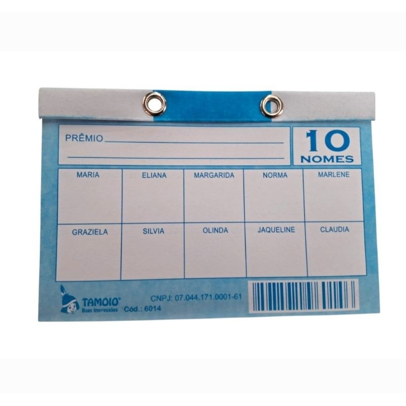 50 CARTELAS DE RIFA 10 NOMES em Oferta na Shopee