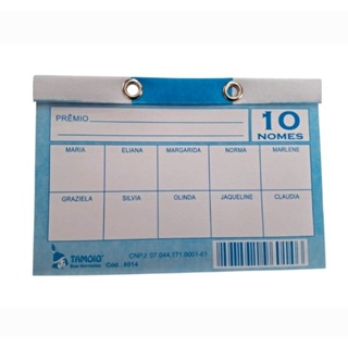 50 CARTELAS DE RIFA 10 NOMES em Oferta na Shopee