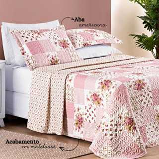 Jogo de Colcha Cobre Leito 3 peças Queen Estampada Dupla Face Bouti Matelado e Aba Americana em Oferta na Shopee