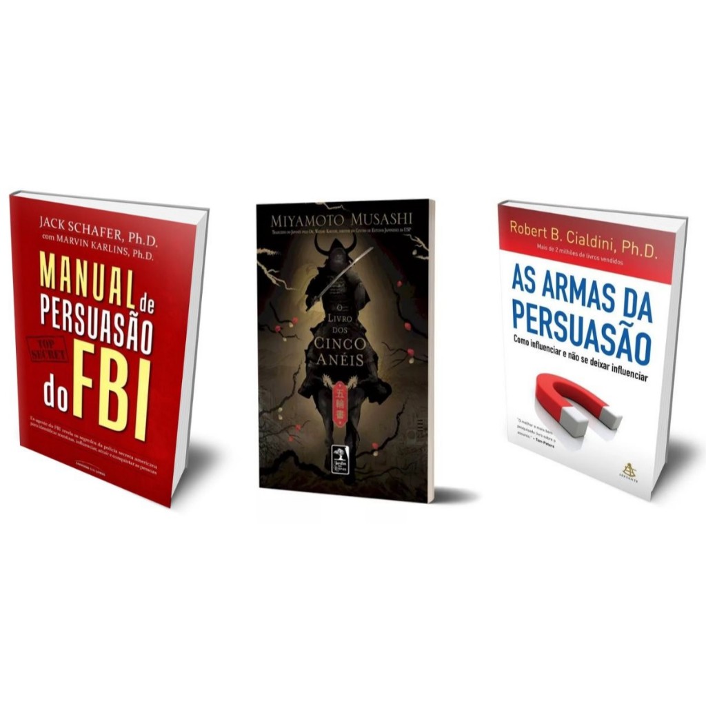 Kit de Livros: Manual de Persuasão do FBI & O Livro dos Cinco Anéis & Armas da Persuasão Capa Comum