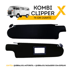 Par Quebra Sol - Kombi Clipper 1976 em Diante - Com Espelho - Escolha a Cor