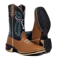 Texana Masculina Bota Jumper Country Botina Bordado Resistente Pecuária Montaria