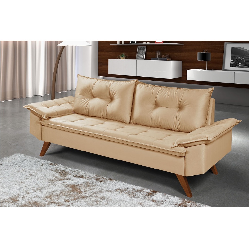 Sofá Bariloche 3 Lugares em Suede Essencial Estofados