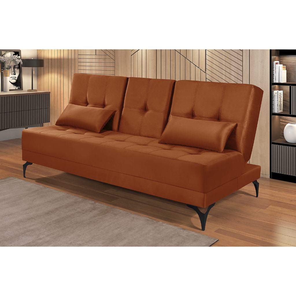 Sofá Cama Colorado Reclinável Com Mesinha Porta Copos Tecido Suede em Oferta na Shopee