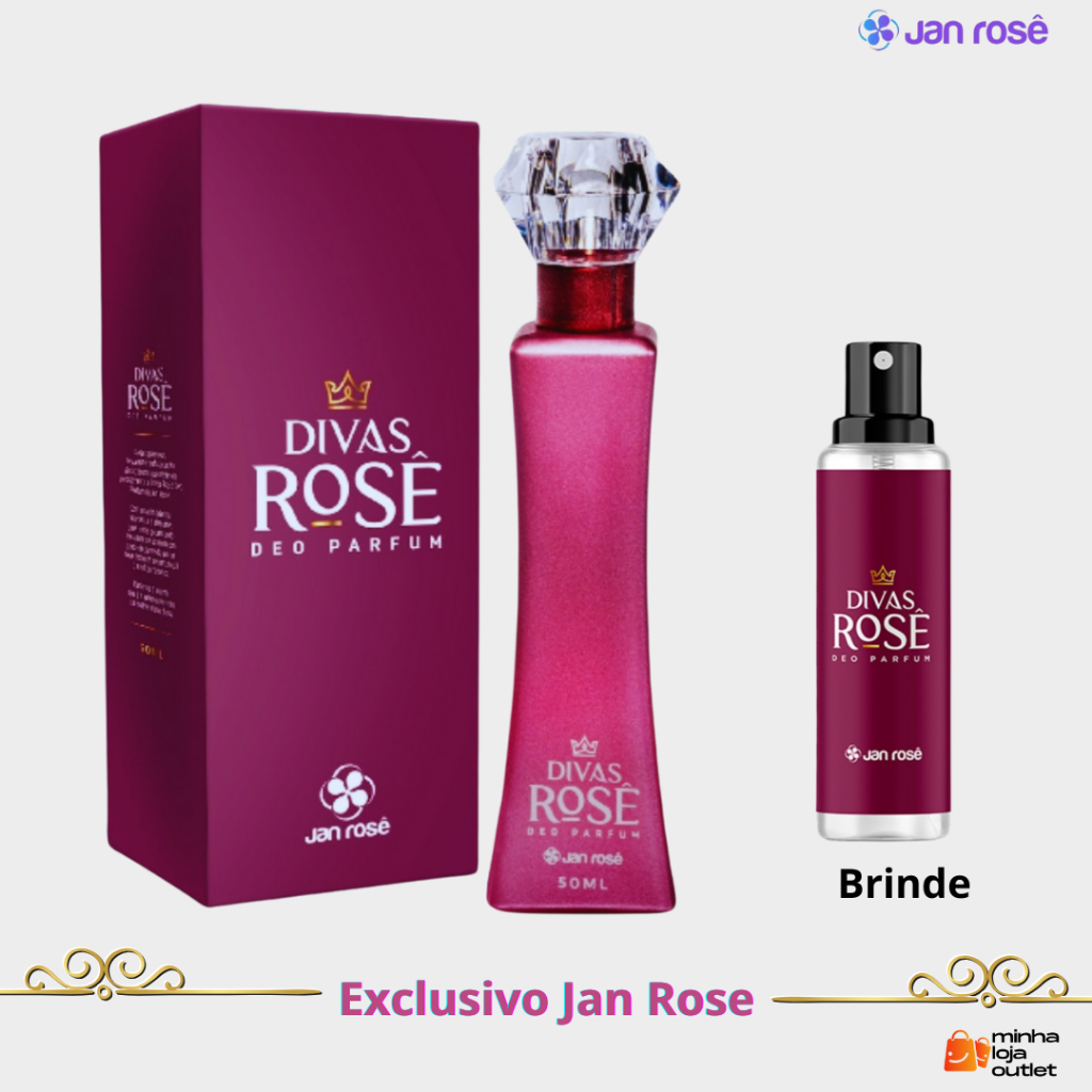 Kit Deo Parfum Divas Rosê 50 ml + Um Mini Deo Parfum Divas Rosê 15 ml
