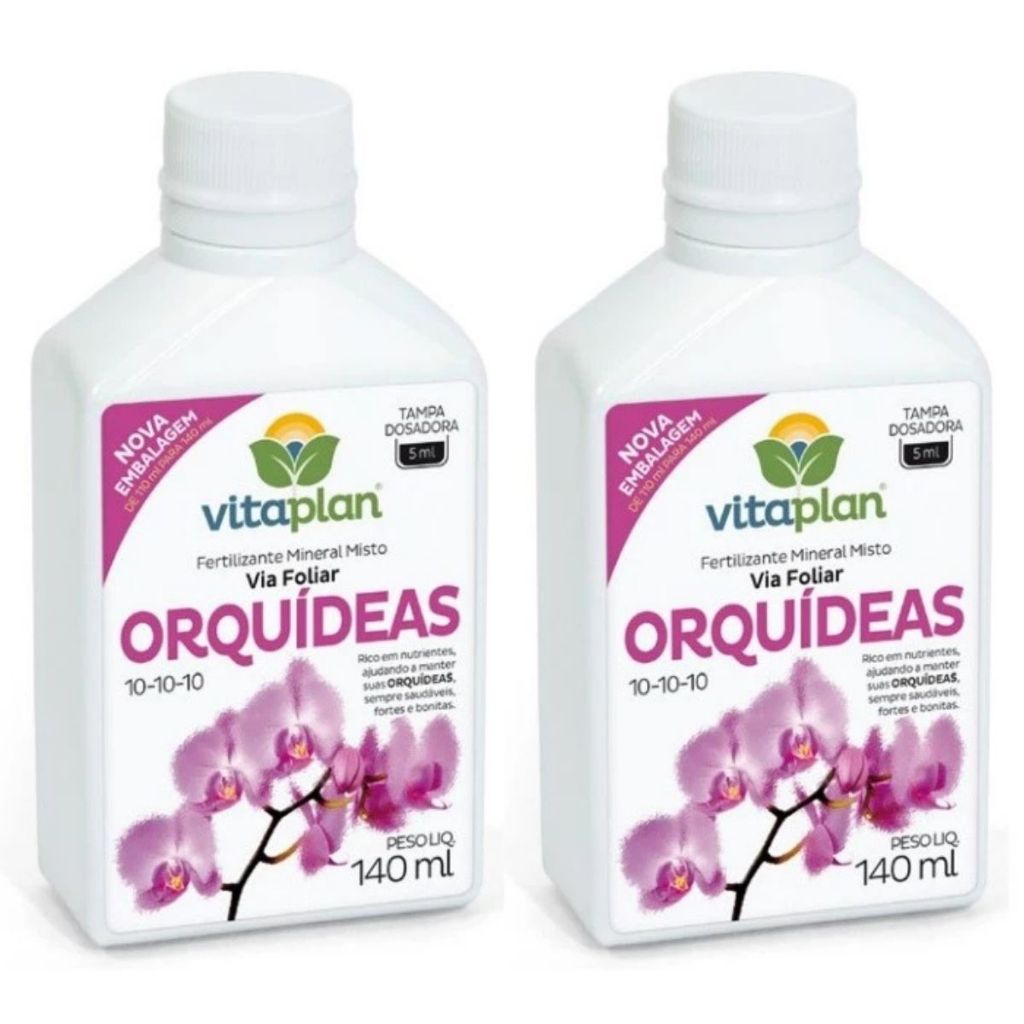 Kit 2 Fertilizante Mineral Líquido 140ml Concentrado Para Orquídea - Vitaplan Orquídeas - Nutriplan