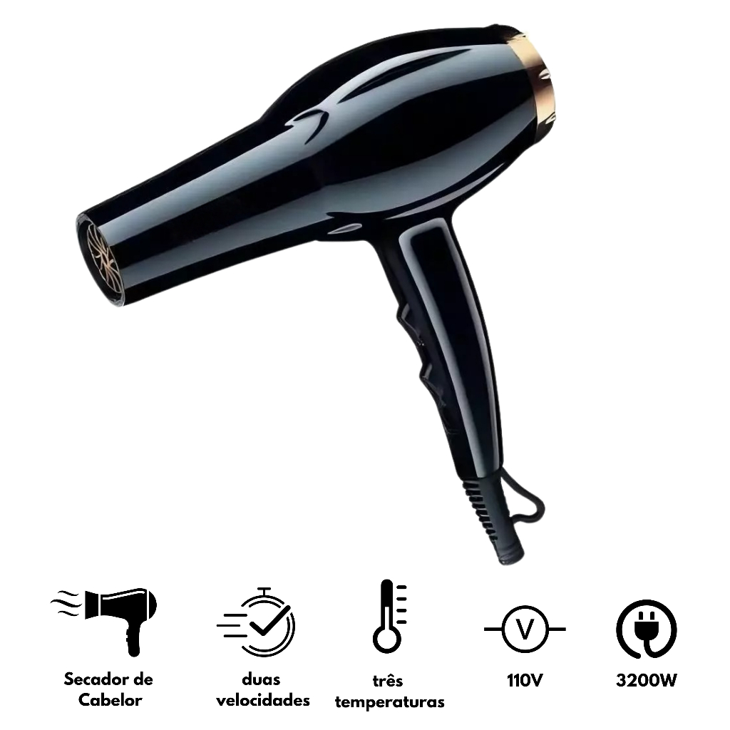 Secador de Cabelo 110v Profissional 3200W em Oferta na Shopee