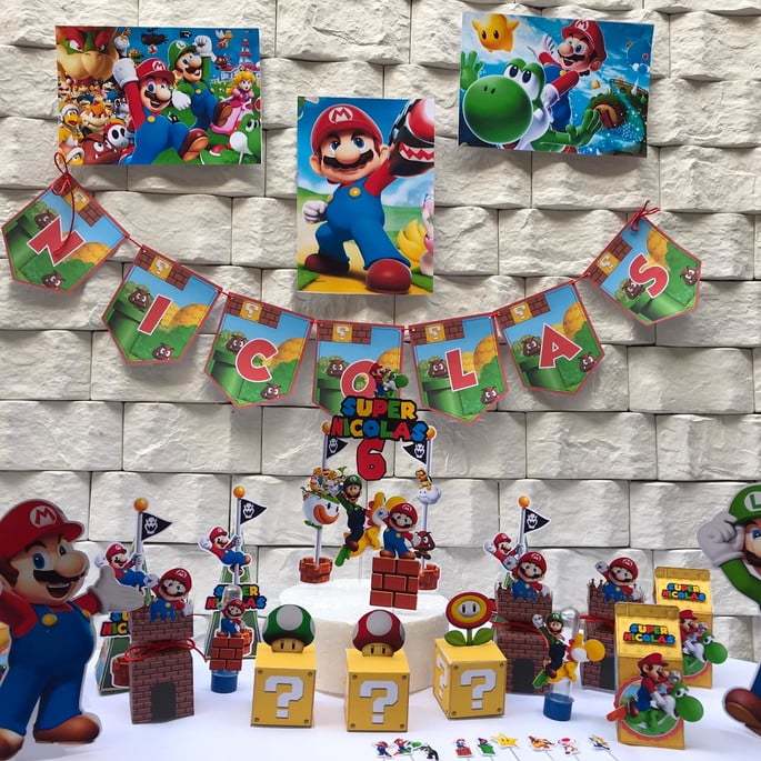 FESTA DE ANIVERSARIO  MARIO BROS | LUIGI | MARIO | kit festa mario | só um bolinho Mario | festa em casa Mario | forminh