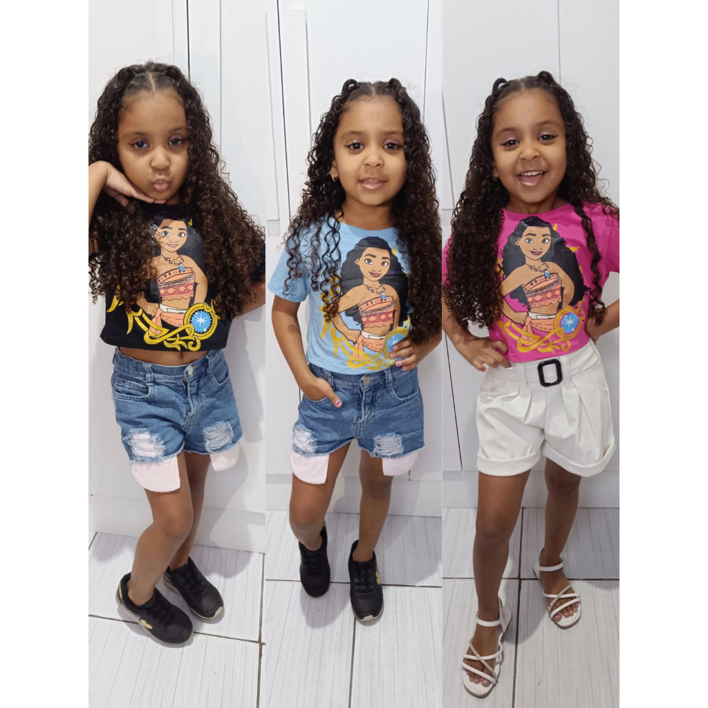 Blusinha Cropped moana 2 infantil e Juvenil Menina minei 100% algodão blusa infantil menina