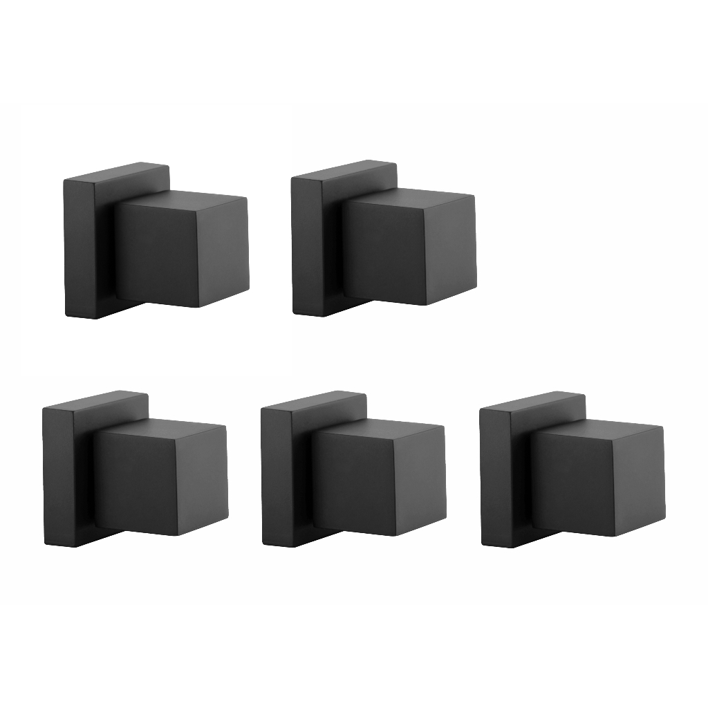 5 Acabamentos Para Registro Pressão ou Gaveta 1/2 e 3/4 Quadrado Preto Fosco Padrão Deca Metal