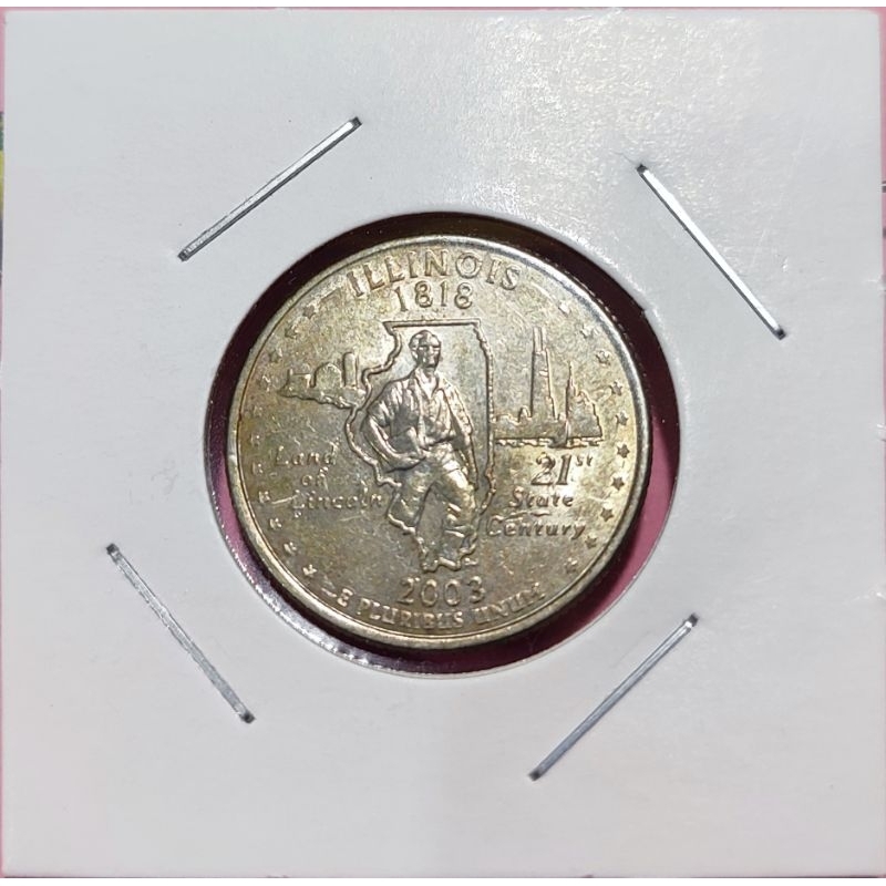 Moeda USA quater dolar 2003 Illinois D mbc