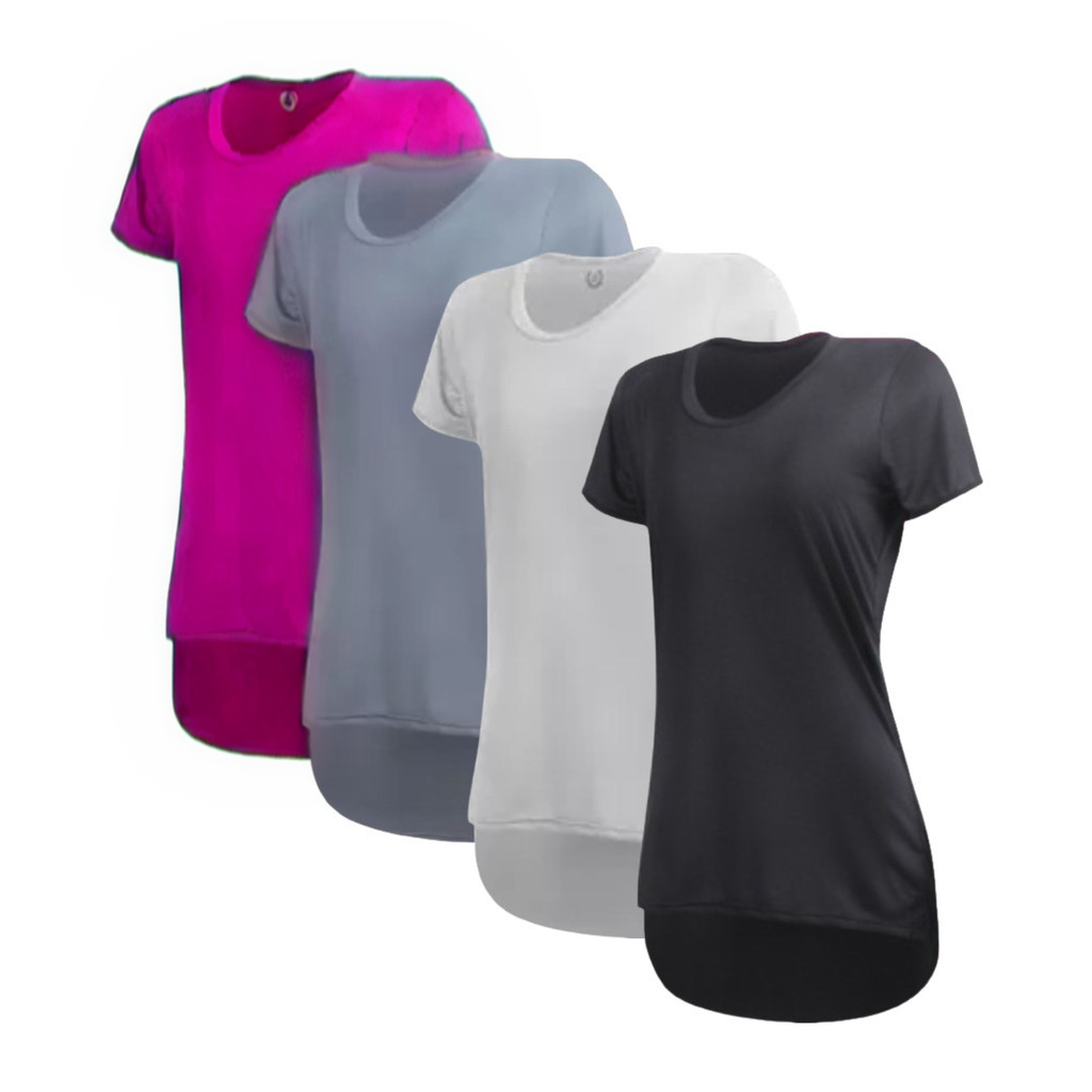 Kit 4 Camisetas Femininas Dry Fit Básicas Lisas Academia Treino Corrida Proteção UV 50+ em Oferta na Shopee