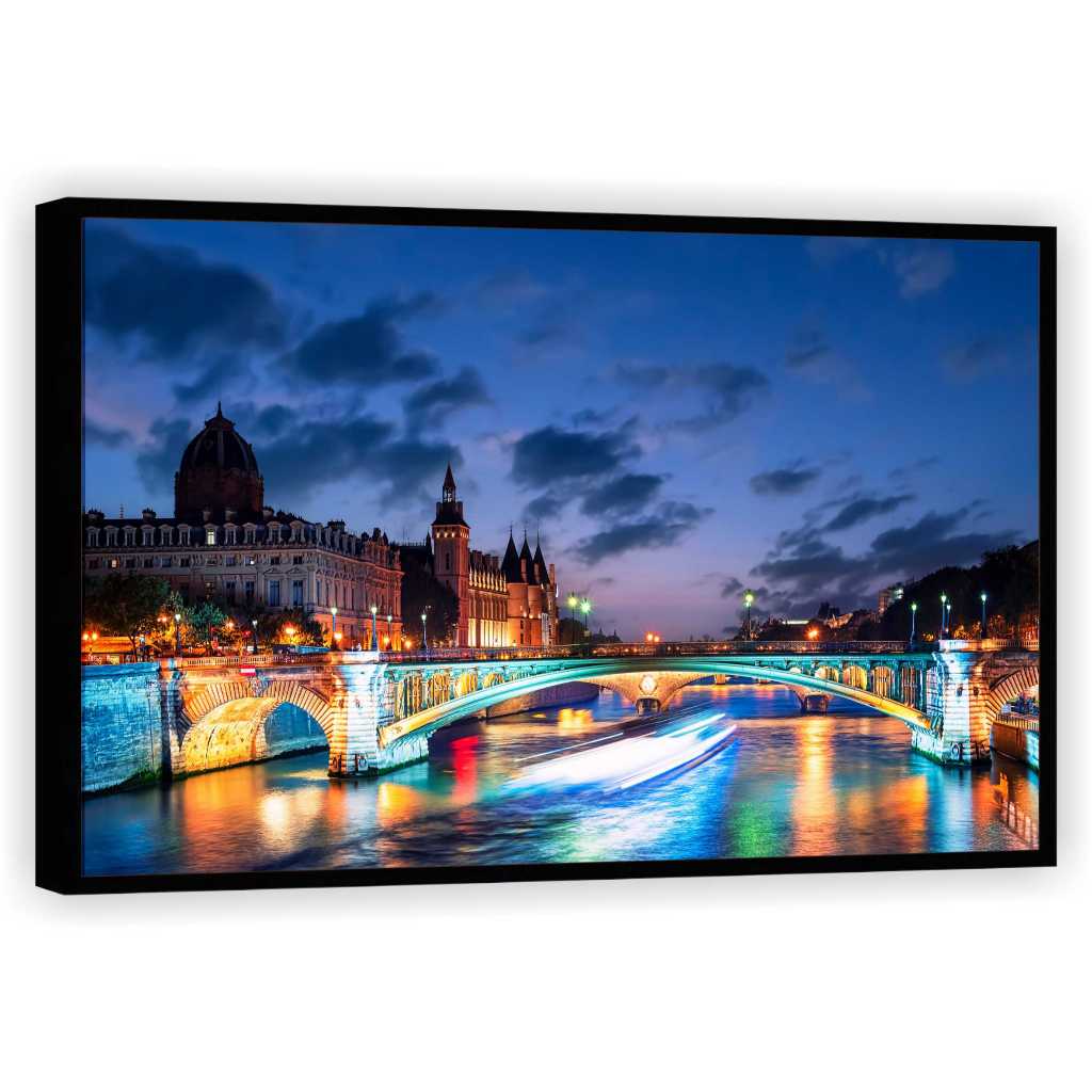 Quadro Decorativo Luxo Cidade Rio Sena Turismo Salas Quartos Tela Canvas Filete GG1