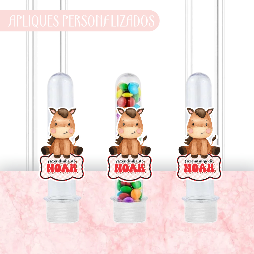 Apliques Personalizados para Tubetes Fazendinha Vermelha -Lembrancinhas-Festa-Aniversário-Papelaria