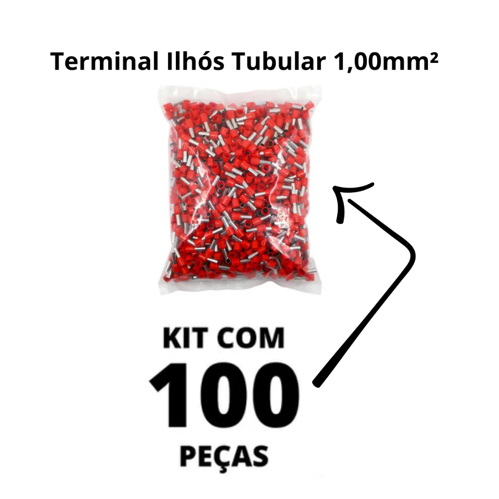 Terminal Elétrico 1,00mm Ilhós Tubular Pacote 100 Peças em Oferta na Shopee