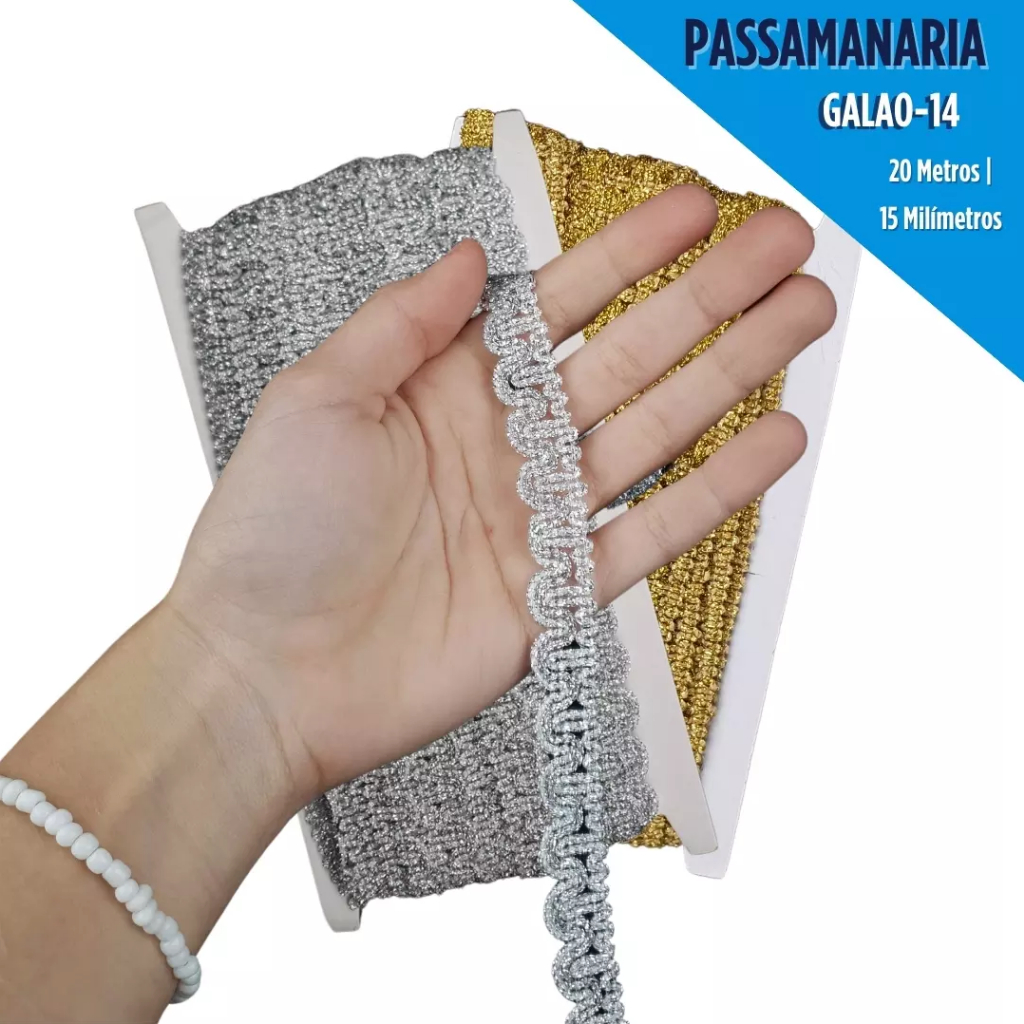 Fita Passamanaria Galao-14 - Tam: 15mm - Rolo C/20 Mts em Oferta na Shopee