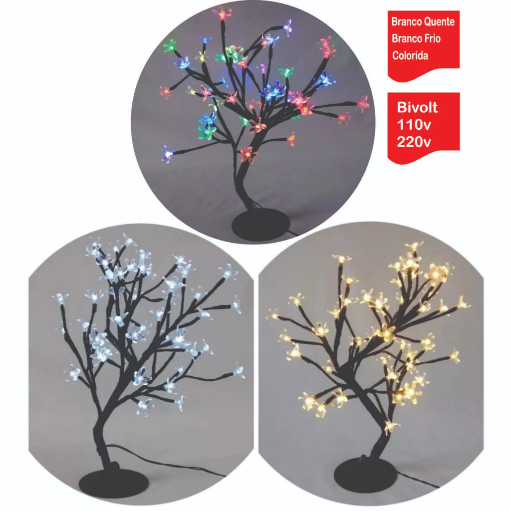 Árvore Cerejeira 48 LED - COLORIDA /B.Q/ B.F / Encanto e Luz para Sua Decoração!