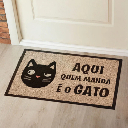 Capacho De Porta Vinílico Estampado Aqui Quem Manda 60x40cm-uzoo
