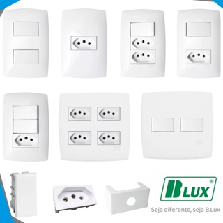 Tomadas 10A Placas Interruptores - Tudo/Linha HOME BLUX - Conjunto Tomada 4x2 - 4x4 Simples/Paralelo em Oferta na Shopee