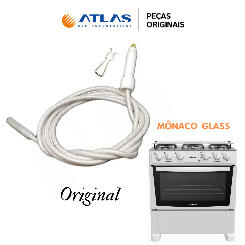 CABO ELETRODO IGNIÇÃO + TRAVA FORNO FOGÃO MÔNACO GLASS 4 E 5BC ENVIO IMEDIATO PEÇA ORIGINAL