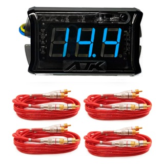 01 Voltímetro Digital Remote Control 04 Cabos RCA Para Som Automotivo Prime Plug Metal Vermelho em Oferta na Shopee