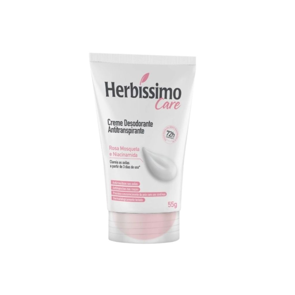 Creme Desodorante Antitranspirante Herbissimo Rosa Mosqueta e Niacinamida Bisnaga 55g
