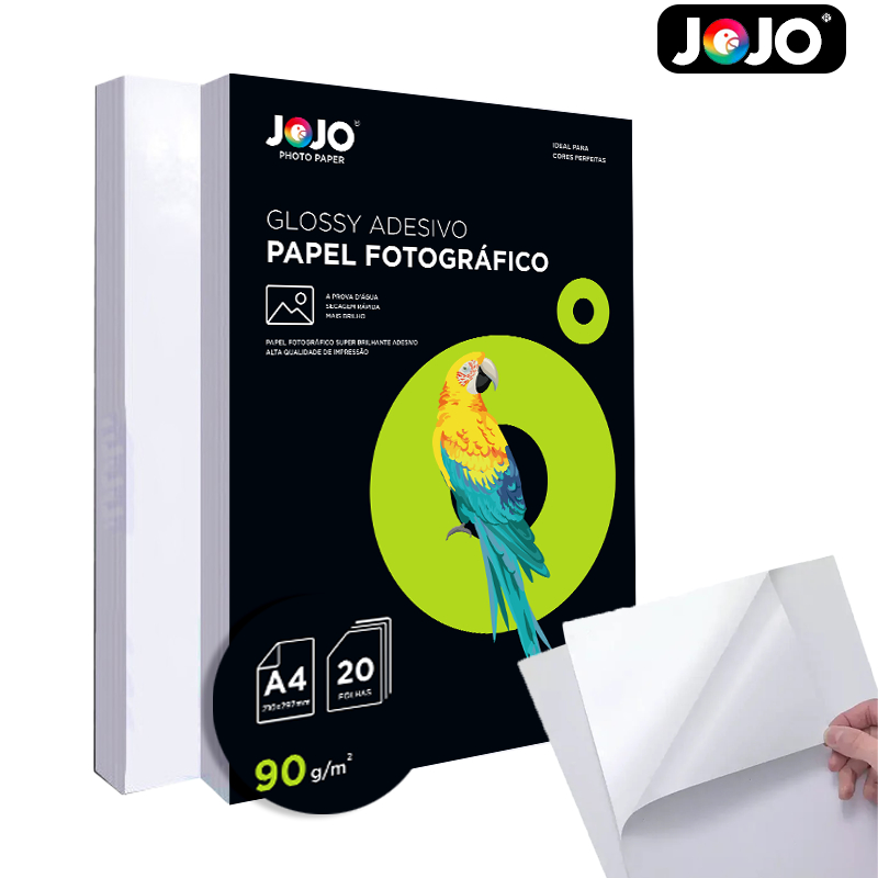 60 Folhas GLOSSY ADESIVO 90g A4 Papel Fotográfico Brilhante Resistente a Água JOJO BRASIL em Oferta na Shopee