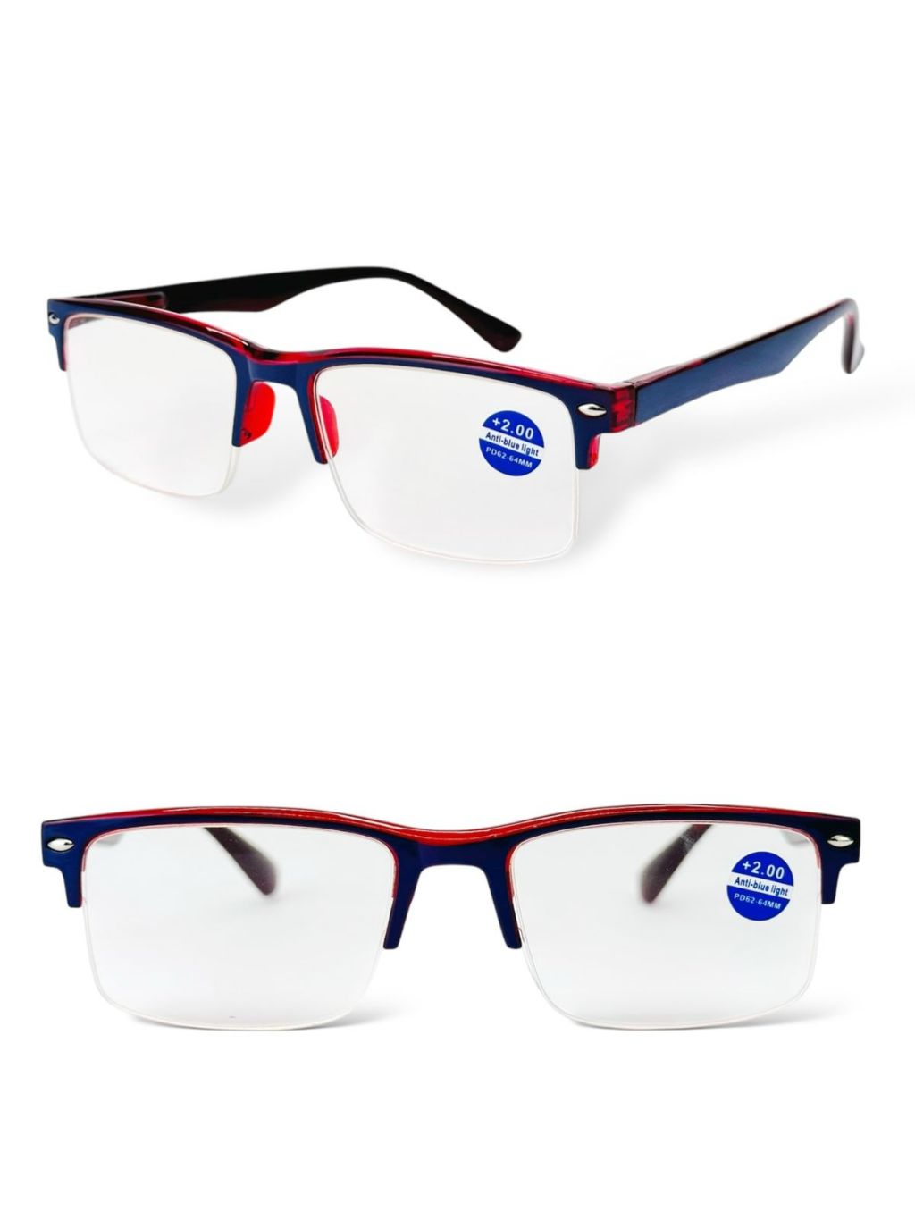 Óculos Filtro Anti-Azul de leitura Grau Meia Taça  +0.00 até +3.50 em Oferta na Shopee