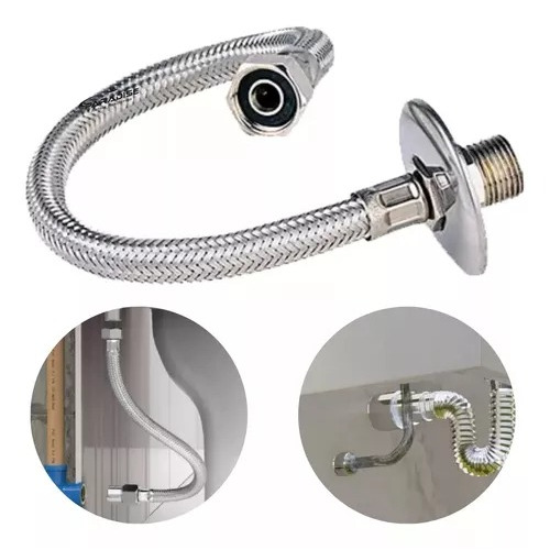Kit Engate Mangueira Flexível Trançado Aço Inox 40 Cm