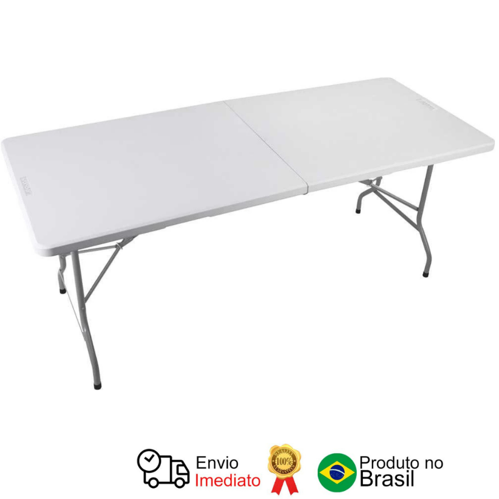 Mesa Dobrável Retangular 180 Cm Branca Vonder em Oferta na Shopee