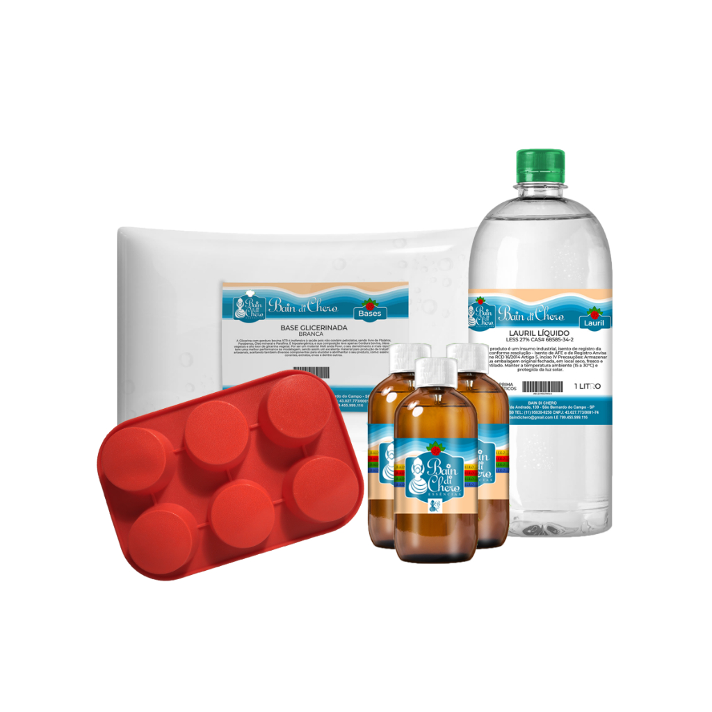 Kit Iniciante de Saboaria Completo Essência Base Glicerinada Lauril Extrato Corante