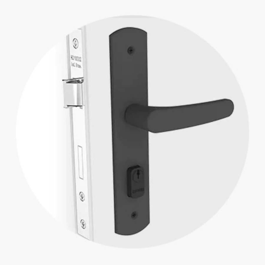 Fechadura Porta Externa Modelo Ipanema Reta Preta Soprano — imagem 2 de 2