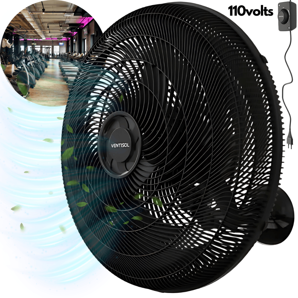 Ventilador De Parede Ventisol 127v Comércio Academia 50cm Chave 3 Velocidades Silencioso 3 Pás Forte