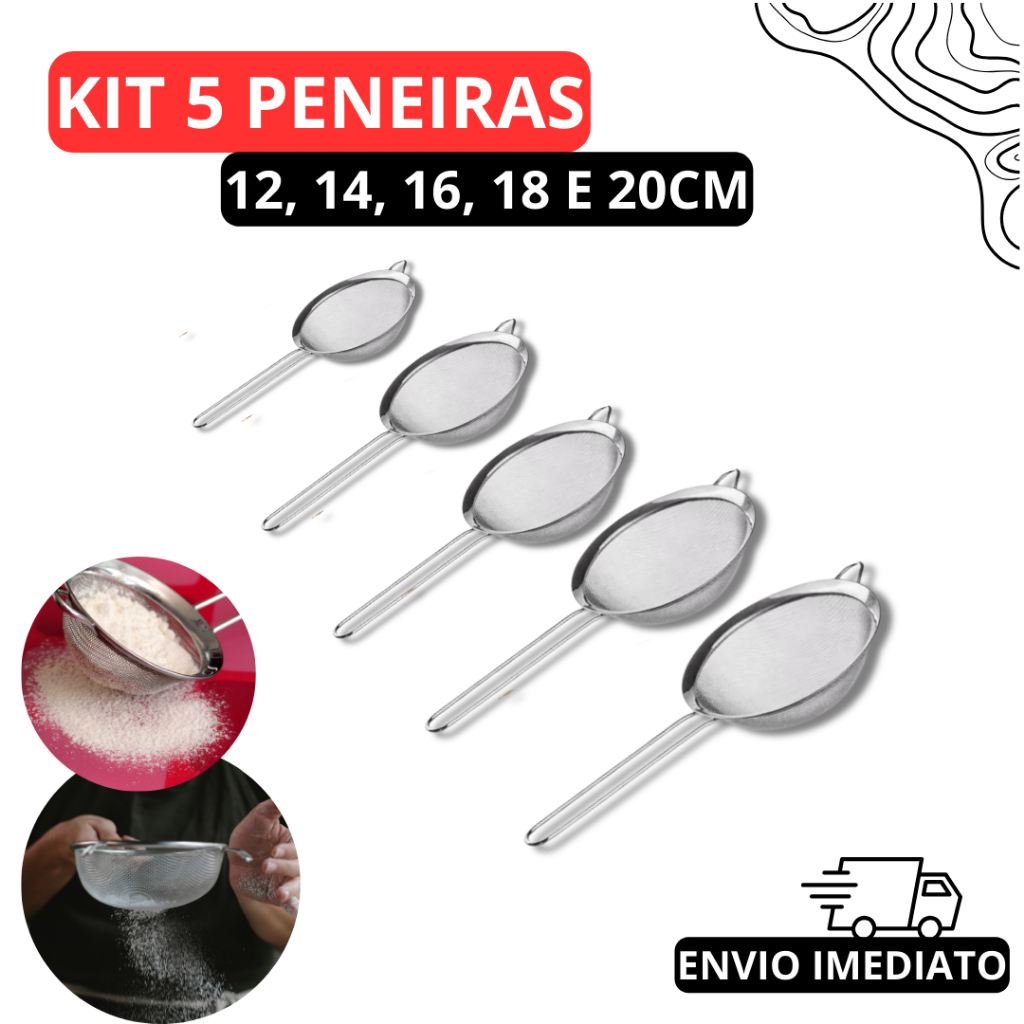 Kit 3 Peneira Coador De Peneiras Aço Inoxidável Para Cozinha Peneira De Cozinha