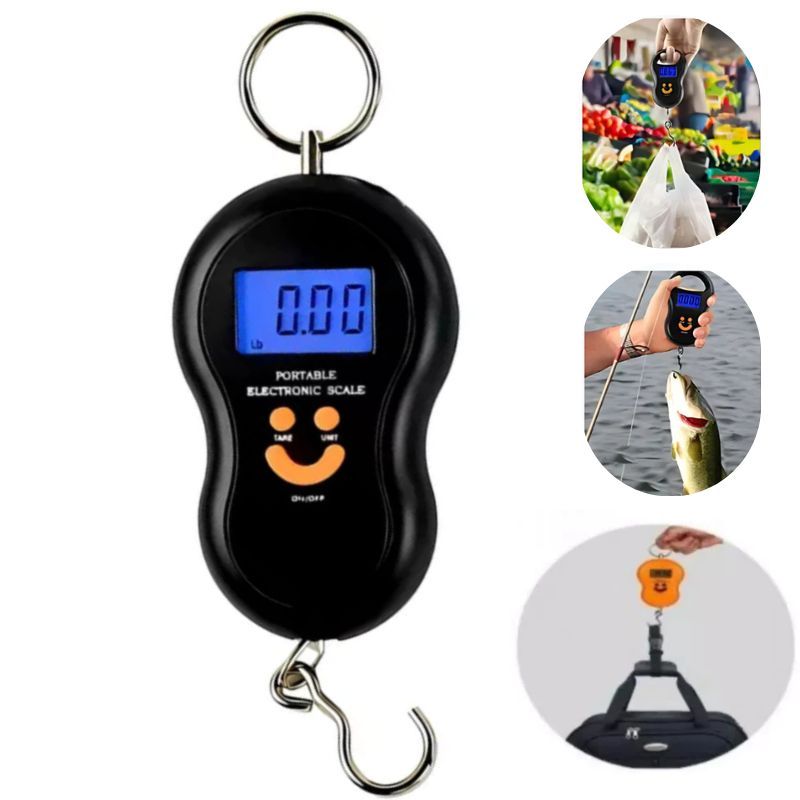 Imagem Balança Digital Portátil De Mão Para Pesar Malas e Bolsas Bagagem Pesca Até 50Kg