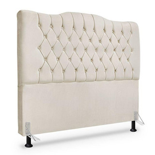 Cabeceira de Cama Box Casal 140 cm Dunas - Veludo Bege em Oferta na Shopee