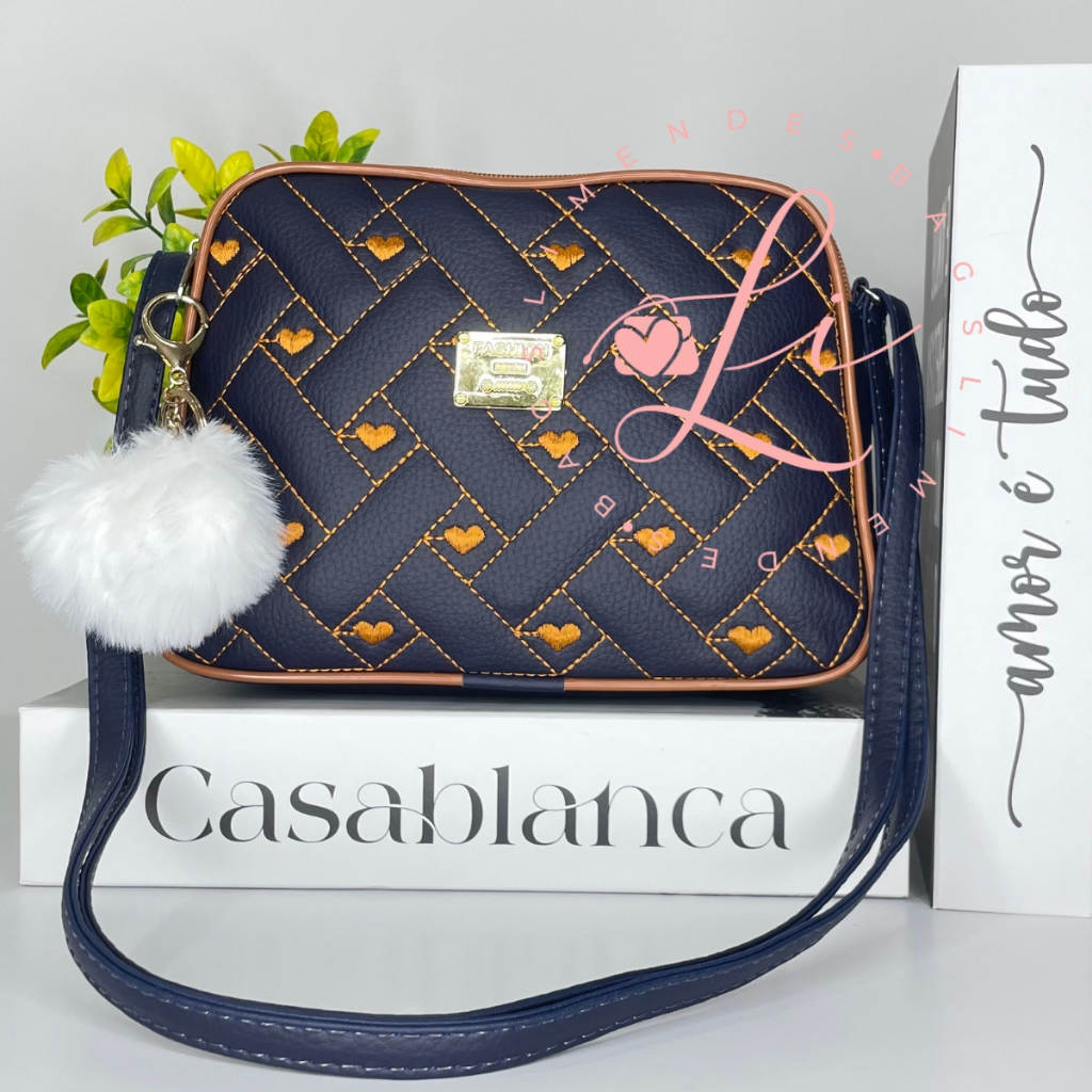 Bolsinha Feminina Transversal Com Pompom Moderna Bordado Corações Charmosa em Oferta na Shopee