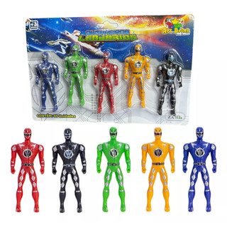 Boneco Heroi Articulado Power Ranger Cartela C/ 5 Bonequinhos Miniatura Colorido