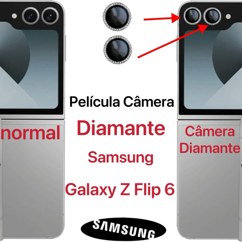 Kit (2pcs) Película Câmera Diamonte Samsung Galaxy Z Flip 6 Brilhente Anti Risco