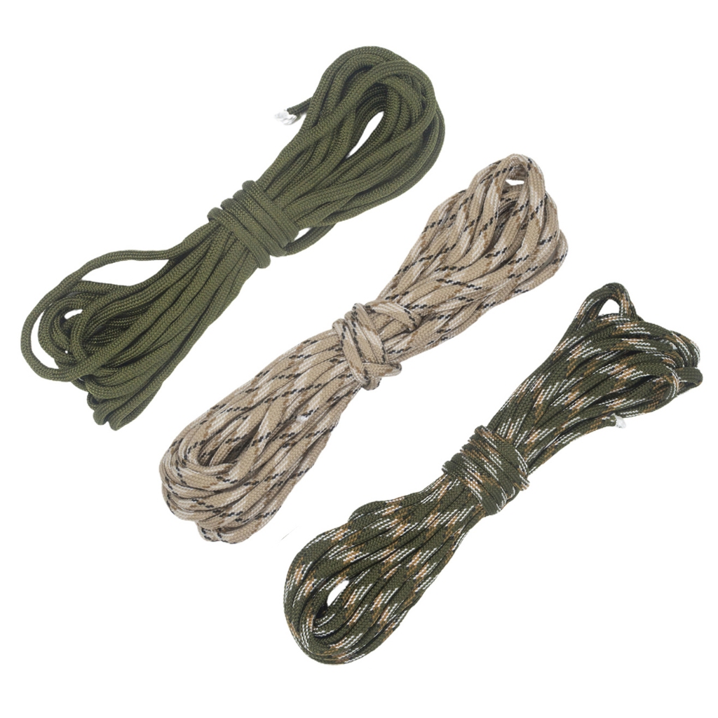 Kit 3 Paracord Cordas 5 Metros 4mm 7 Filamentos 150kg Poliéster Total 15 Metros