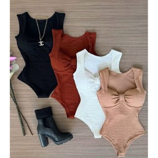 Body feminina Detalhe na Frente tejido Canelado em Oferta na Shopee