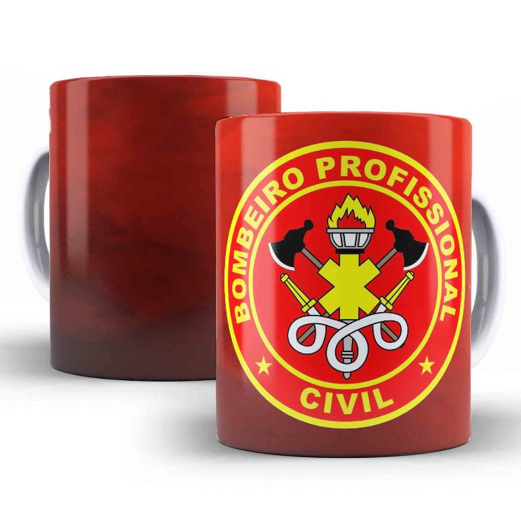 Caneca Porcelana Bombeiro Civil Profissional - Pode Personalizar com Nome em Oferta na Shopee